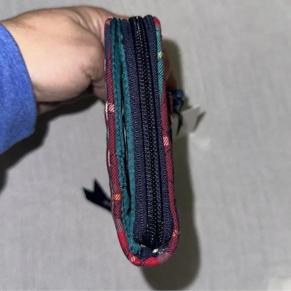 Vera Bradley Tartan Plaid Navy Green Red Turn Lock RFID Large Wallet - Picture 5 of 11